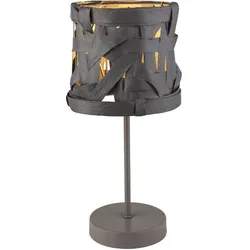 Tisch Lampe grau Wohn Schlaf Zimmer Nacht Licht Textil Lese Leuchte im Set inkl. LED Leuchtmittel