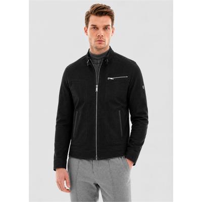 Lederimitatjacke PIERRE CARDIN "Slim Fit", Herren, Gr. S, schwarz, 100% Lederimitat, normal, hoch geschlossener Ausschnitt, Jacken, im modernen Stil