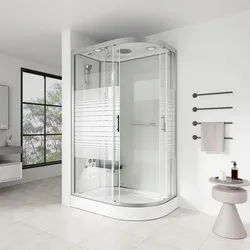 HOME DELUXE Duschkabine mit Wasserfall und Rückenmassage WHITE PEARL - 120 x 80 cm Rechts