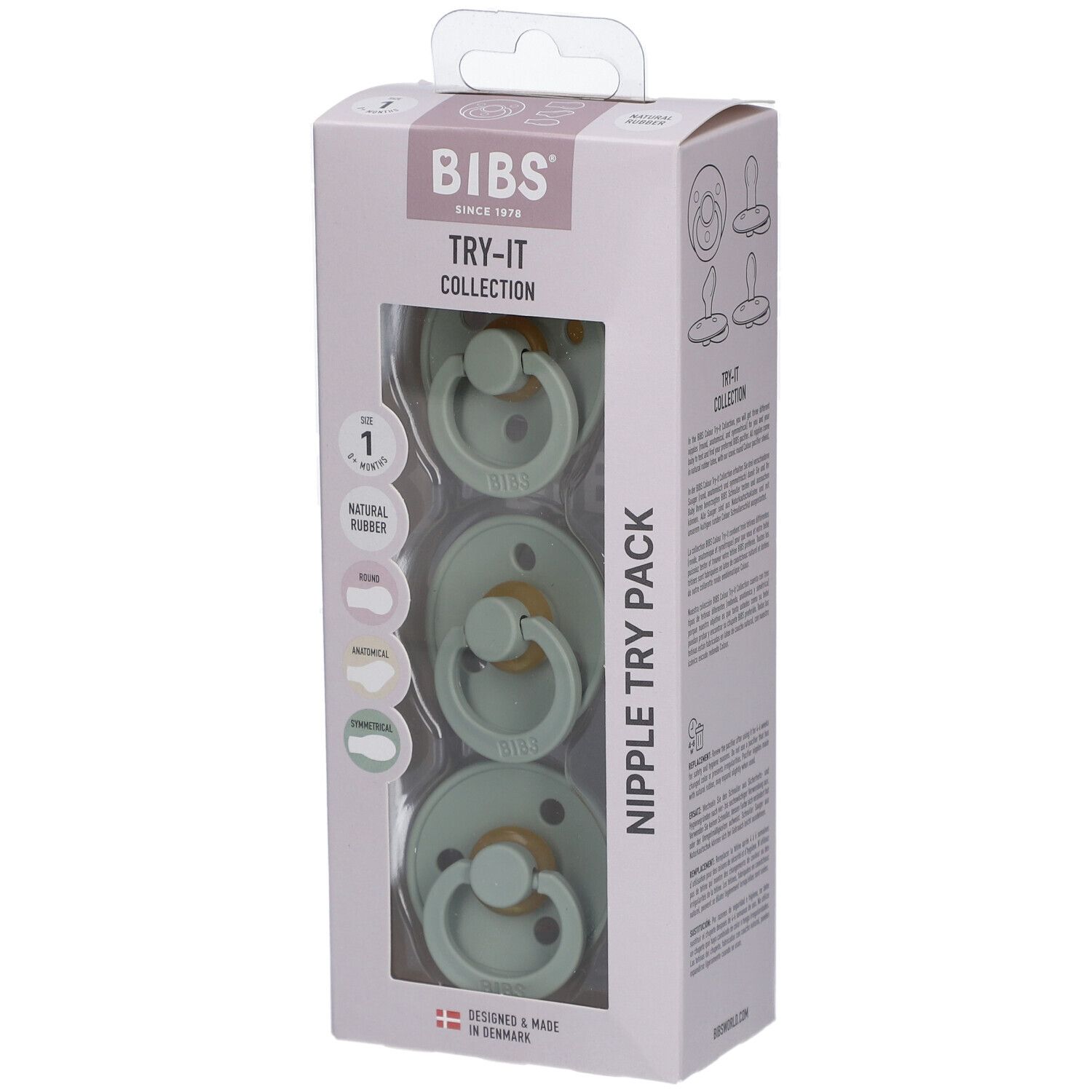 Bibs 1 - Try It Pack Fopspeen Sage 3st 3 St Sauger