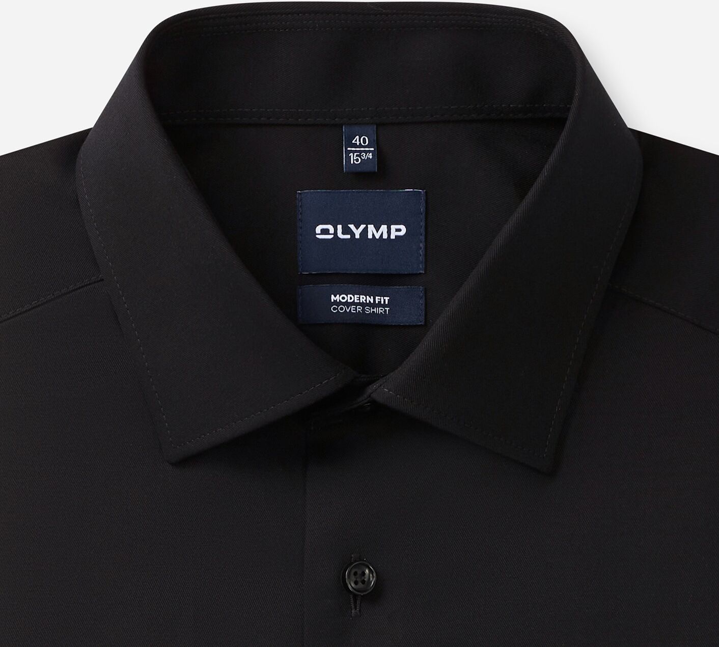Langarmhemd OLYMP "Luxor Covershirt", Herren, Gr. 47, N-Gr, schwarz, Web, Obermaterial: 100% Baumwolle, modern fit normal, 2-Knopf-Manschette, Hemden Langarmhemd, höchste Blickdichte, bügelfrei, Businesshemd, Modern fit