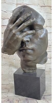 Bronzhaus Shame On Me Surreal Face Hand Salvador Dali Bronze Statue Sculpture Modern Art 17 Inches X 9 Inches