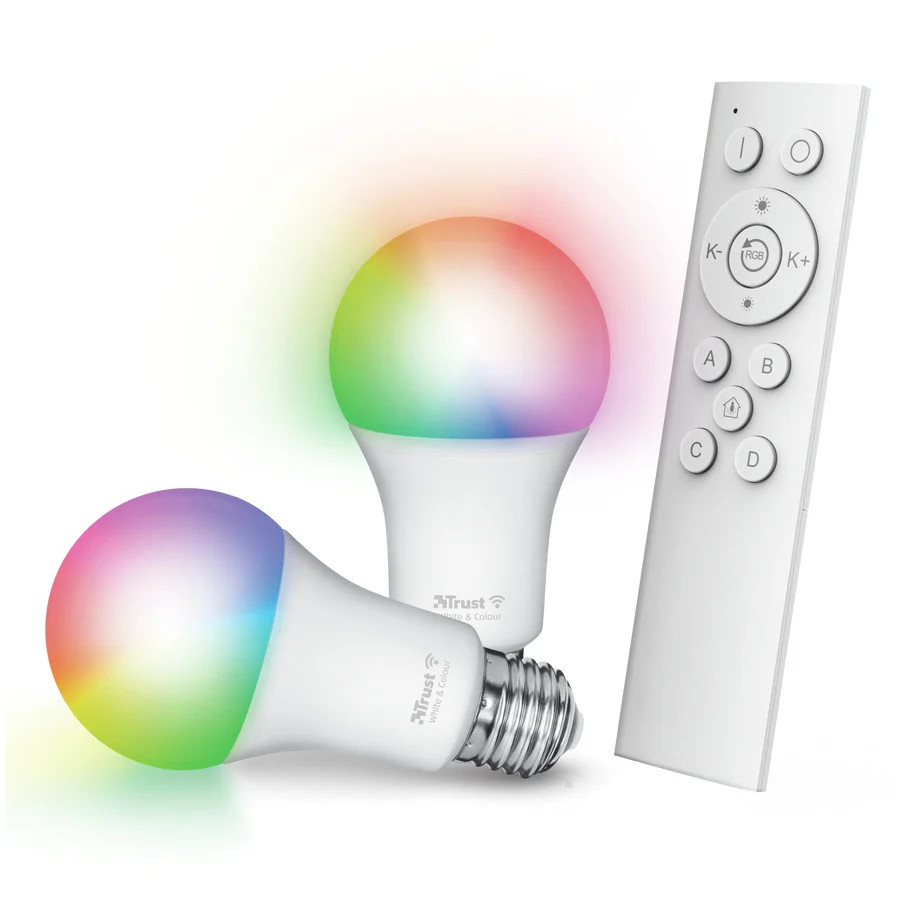 Trust Wifi Bulb Starter Set met 2 Smart RGB Ledlampen en Afstandsbediening