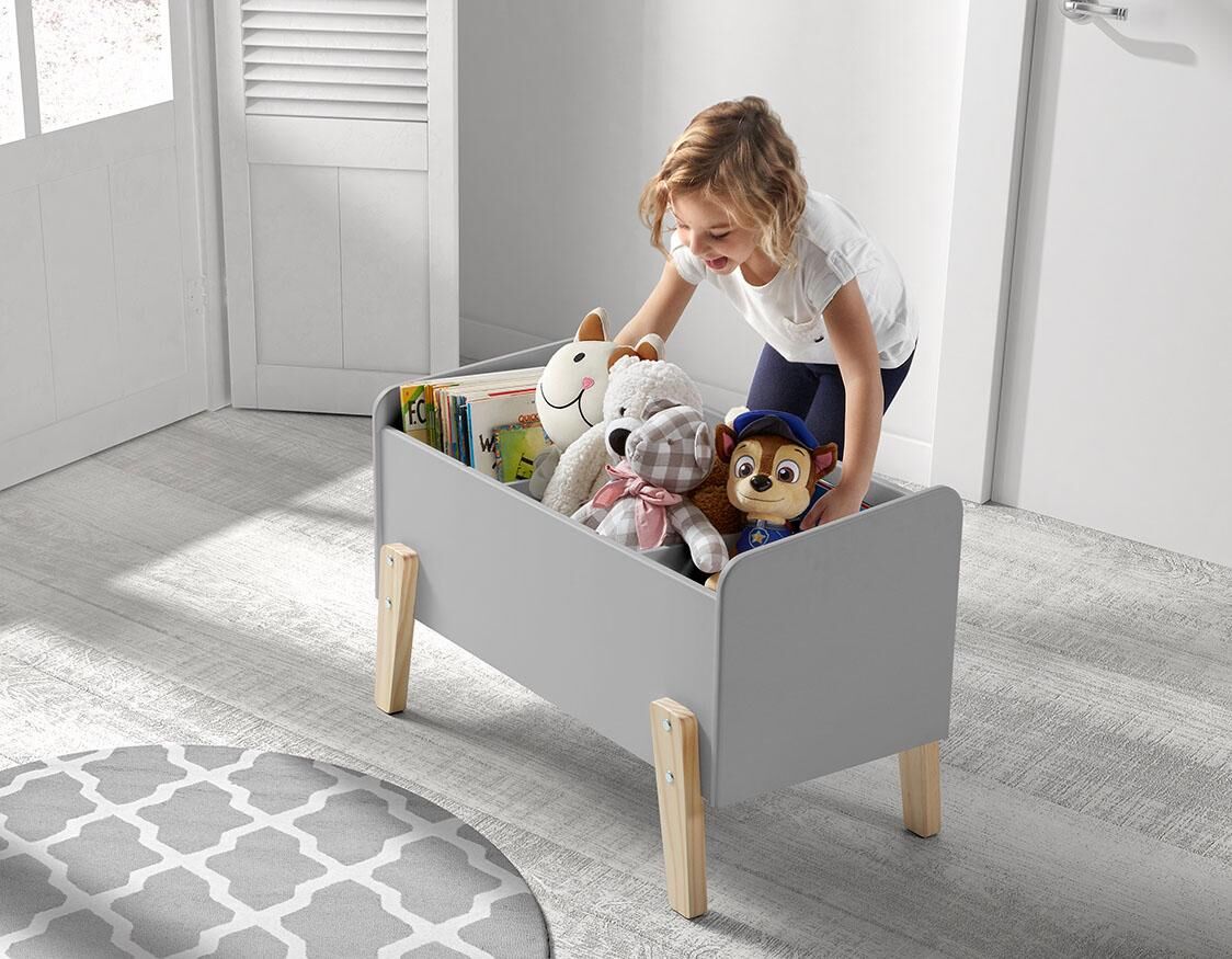 Spielzeugtruhe VIPACK "Kiddy", grau (hellgrau), B:80cm H:48cm T:39cm, MDF, Aufbewahrungsboxen, Spielzeugtruhe, MDF-Oberfläche hellgrau B/H/T: 80cm x 48cm x 39cm