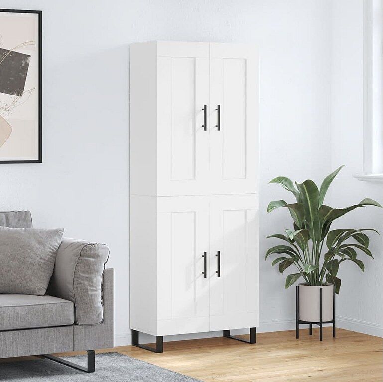 Clicnbuy Aparador alto madera contrachapada blanco 69,5x34x180 cm