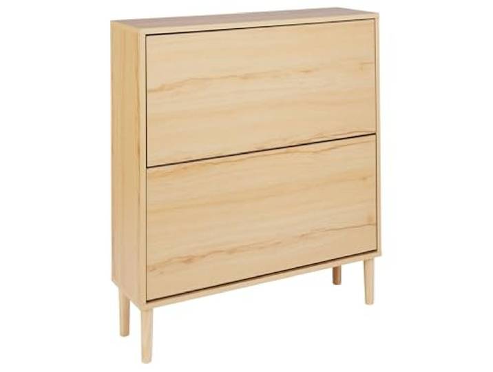 Beliani Schuhschrank Heller Holzfarbton mit 2 Klappen modern Norris