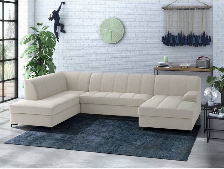 Home affaire Wohnlandschaft Balme, moderne Formensprache, zeitloses Design, U-Form, Inkl. Zierkissen, wahlweise mit Bettfunktion