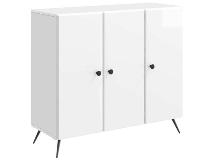 TEKGHUT Sideboard Hochglanz Weiß 89 x 34,5 x 80 cm Holzwerkstoff Stabile Materialien, mehrere Stauraumfächer, Regale und Türen, flexibles Design, für Esszimmer, Flur, Wohnzimmer