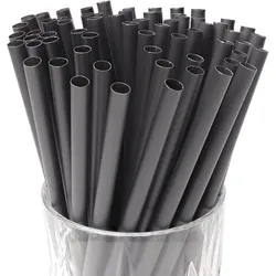 Nachhaltige Trinkhalme aus Zellulose, Schwarz (500 Stück, 7x210mm) - biologisch abbaubar, kompostierbar, für Heißgetränke geeignet, wiederverwendbar