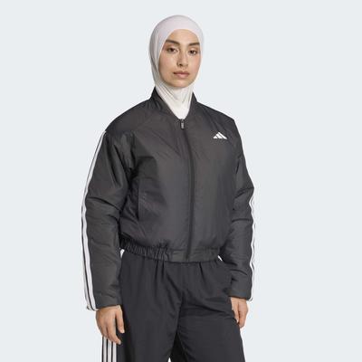 Outdoorjacke ADIDAS SPORTSWEAR "ESSENTIALS CLIMAWARM 3-STREIFEN, ISOLIERT", Damen, Gr. S, schwarz, Obermaterial: 100% Polyester, Jacken Outdoorjacke