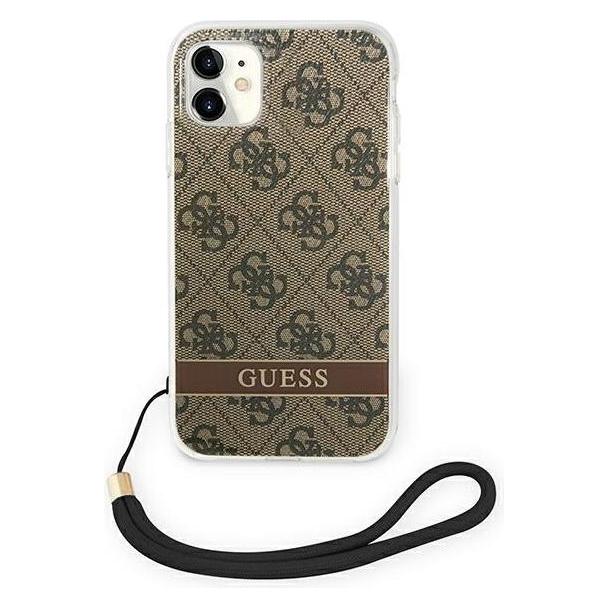 Guess GUOHCN61H4STW iPhone 11 brązowy/brown hardcase 4G Print Strap (Apple iPhone 11) (GUE002067-0)