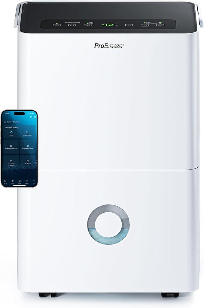 Luftentfeuchter 30L in 24h Entfeuchtungsleistung - Elektrischer Luftentfeuchter mit WLAN & App - Feuchtigkeitssensor, 4L Wassertank, Timer, Ablaufschlauch - Gegen Feuchtigkeit, Schimmel