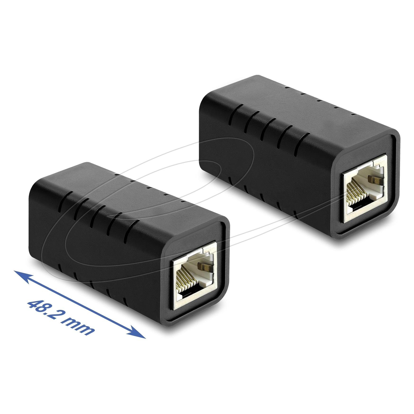 Delock RJ45 Kupplung Buchse zu Buchse Cat.6A geschirmt schwarz (Netzwerk Kupplung) (430801)