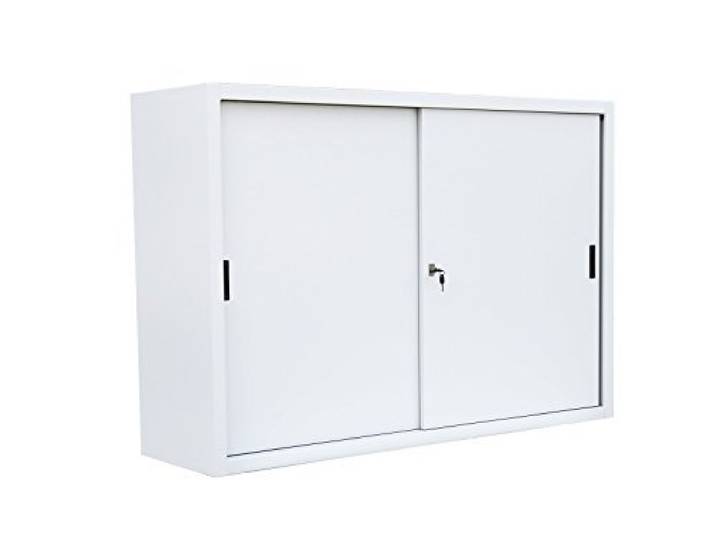Schiebetürenschrank Aktenschrank Weiß 109x160x45cm Komplett montiert, Schwebetürenschrank, Büroschrank, Sideboard, 550157