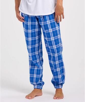 Boxercraft BM6625 Flannel Joggers Pant in Royal/Silver Plaid size Small   Cotton