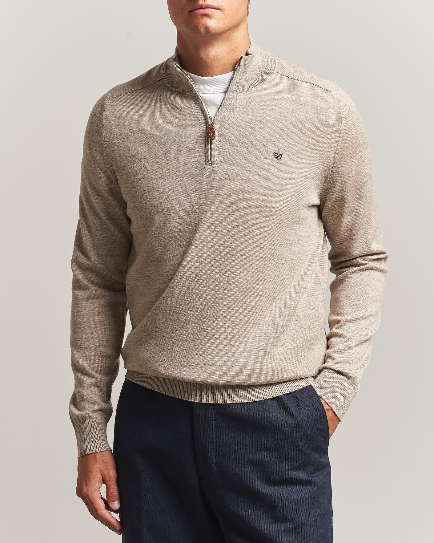 Morris John Merino Half Zip Khaki men XL Beige