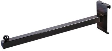 "Econoco BLK/11 Straight Arm with ball stopper, Square Tubing 12"" long Faceout grid panel accessory, Black - Pack of 24"