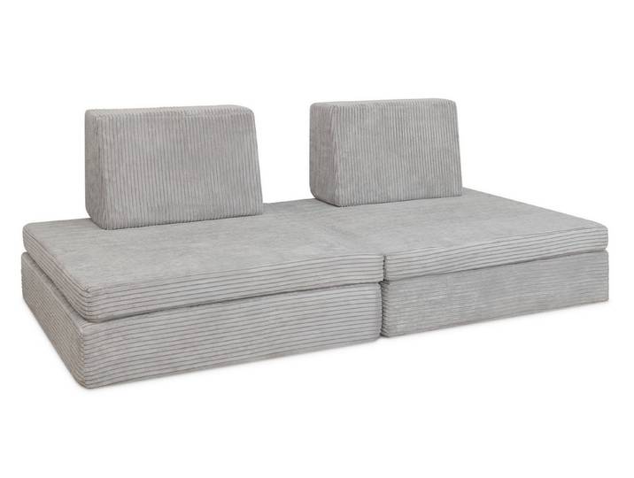 Ehrenkind Kindersofa Hüpfsofa mit Taschenfederkern, aus weichem Cordstoff, Hellgrau, multifunktionale Spielcouch