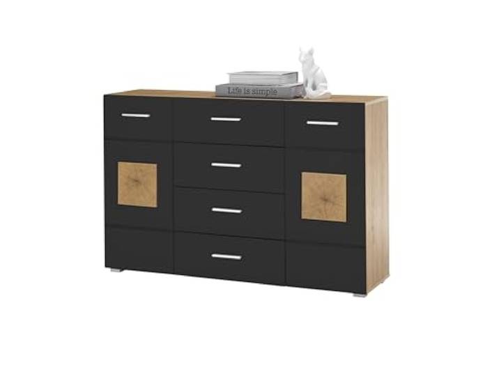 möbelando Kommode >Georgia< in Eiche Artisan Nachbildung - 140x92x38cm (BxHxT)