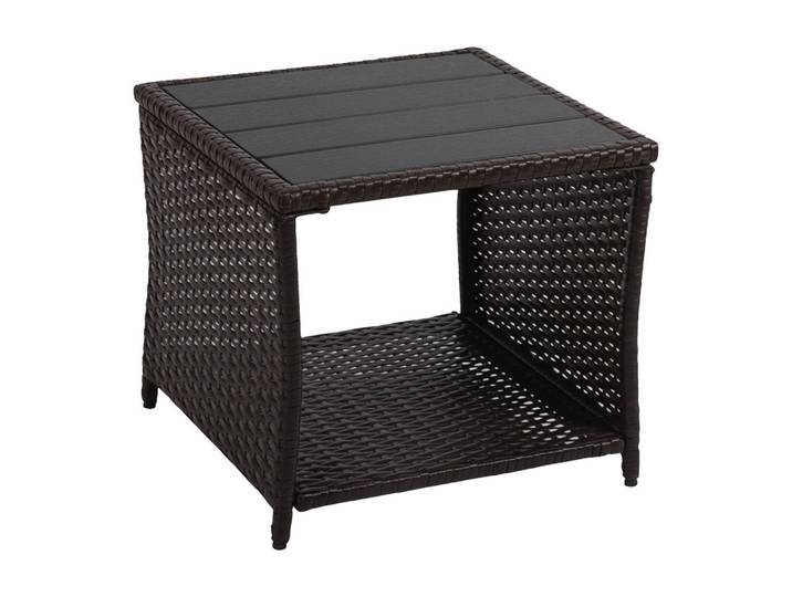 Relaxdays Balkontisch Braun Polyrattan 45x45 cm, Kunststoff, Metall, 45x40x45 cm, Gartenmöbel, Gartentische, Garten-Beistelltische