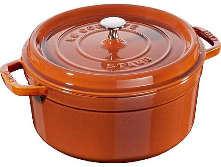 STAUB Cocotte, Gusseisen Bräter, Alle Herdarten inkl Induktion, Rund, 26 cm, 5,0 L, Zimt-Orange