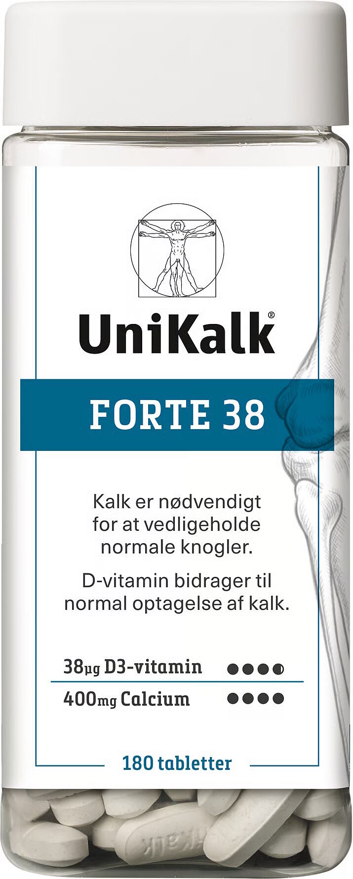 UniKalk Forte 38 mikg D-Vitamin Kosttilskud 180 stk