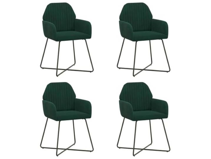 KDVXBCQJH 4er Set Esszimmerstühle Samt Dunkelgrün 55x50x84 cm Bequemer Küchenstuhl mit weichem Samtbezug, stabilem Metallgestell, ergonomischer Rückenlehne für Ihr Küchenzimmer.