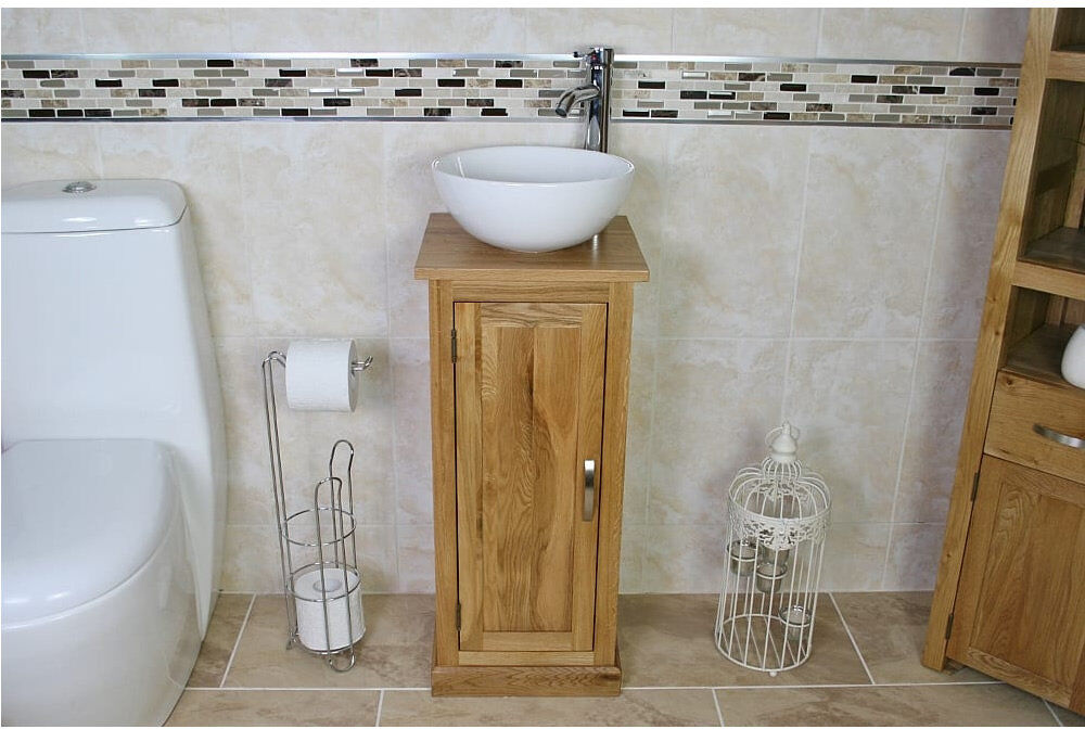 Belfry Bathroom Courtright 350 mm Freestanding Single Vanity with Vessel Ceramic Basin Oak 350mm W