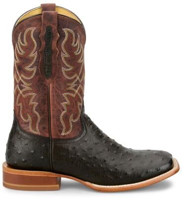 "Tony Lama Requill 11"" Wide Square Toe (Men's) Casual in Chocolate/Rust/Ostrich, Size 11 D, Genuine Exotic/Leather"