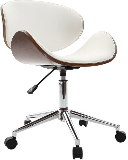 Miliboo Design-Bürostuhl Weiß und Holz WALNUT