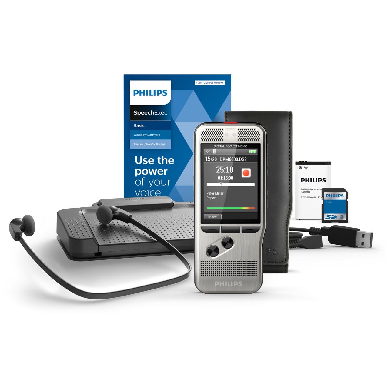 PHILIPS Pocket Memo Diktier- & Transkriptions-Set