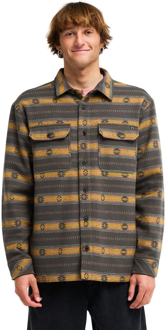 Langarmhemd BILLABONG "Offshore Lined Overshirt", Herren, Gr. M, braun (raven), Obermaterial: 100% Baumwolle., Hemden