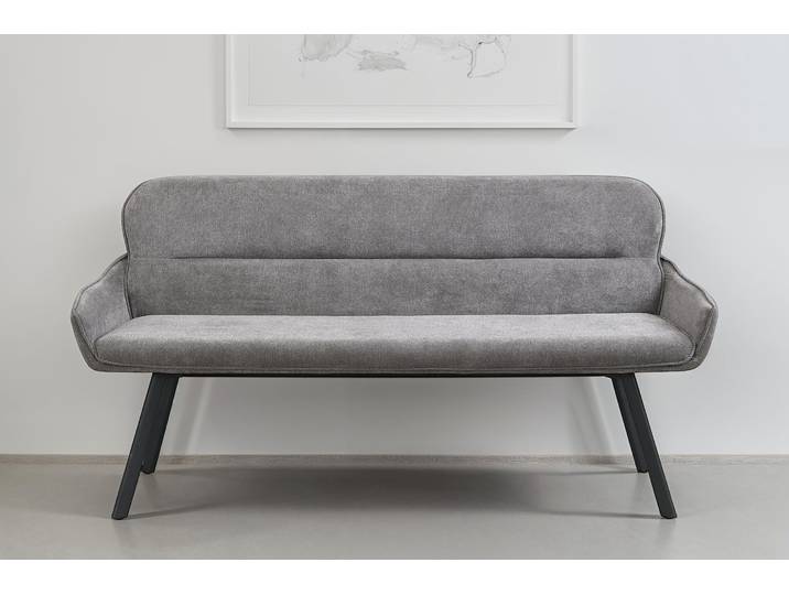 Sitzbank BYLIVING Rico , grau (dunkelgrau, schwarz), B:160cm H:90cm T:62cm, Stoff, Sitzbänke, Sitzbank, gemütliche Esszimmerbank in 140 oder 160cm, hochwertiger Stoffbezug