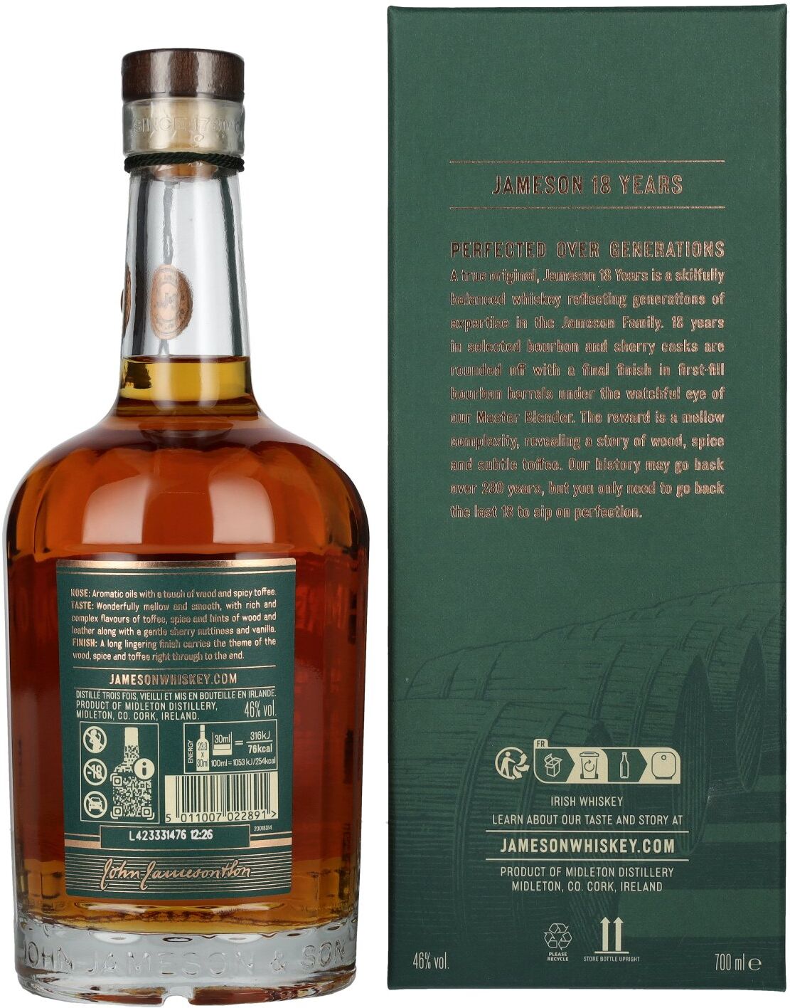 Jameson Whiskey Jameson 18 Years Old Triple Distilled Irish Whiskey 46% Vol. 0,7l in Geschenkbox