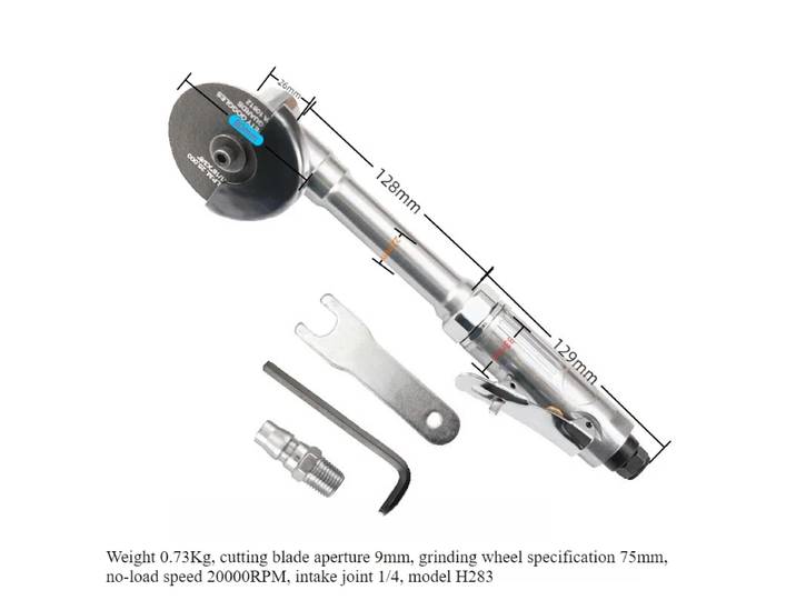 Meuleuse d'angle pneumatique de 75 mm avec poignée extra longue - Outil de meulage de coupe d'air pour le travail du métal