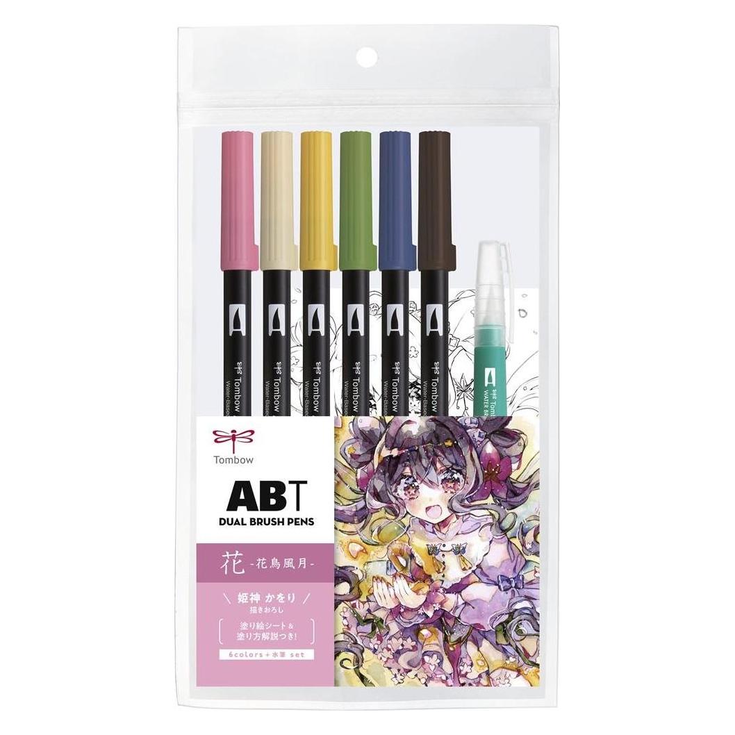 Tombow Dual Brush Pen Etui (6x) (ABT-6P-MANGA-FLOWER)