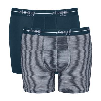 Boxershorts SLOGGI "men Start", Herren, Gr. 4, blau (blau, light combination), Single Jersey, Obermaterial: 96% Baumwolle, 4% Elasthan, körpernah, Unterhosen, ohne Eingriff, extra weiches Taillenband, Single-Jersey Qualität