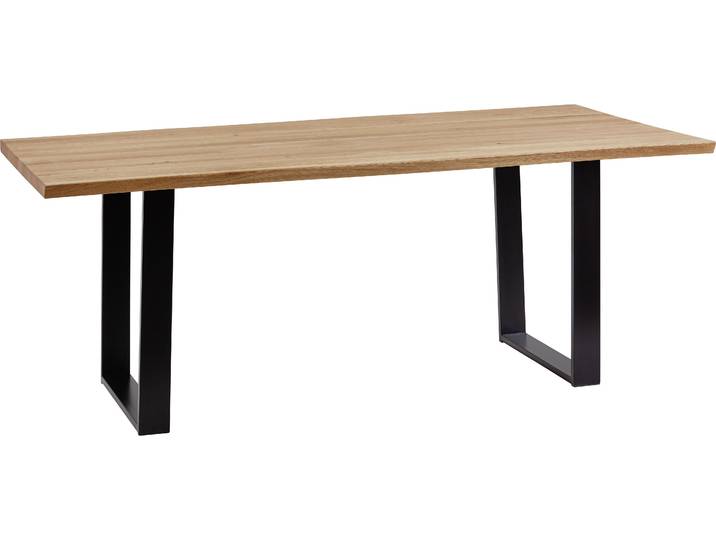 Baumkantentisch MASSIVLINE & MORE Oviedo 4 , braun (wildeiche, metall pulverbeschichtet schwarz, wildeiche), B:180cm H:75cm T:90cm, Tische, Baumkantentisch, Massivholztischplatte mit Baumkante