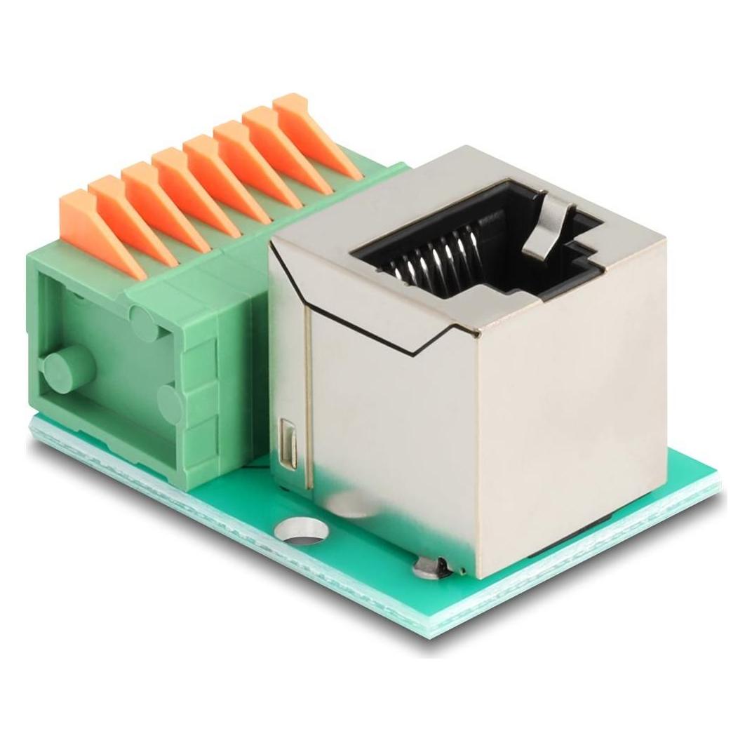 Delock RJ45 Buchse 90° gewinkelt zu Terminalblock mit Druckt (90653)