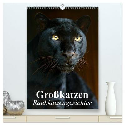 Großkatzen. Raubkatzengesichter (hochwertiger Premium Wandkalender 2026 DIN A2 hoch), Kunstdruck in Hochglanz