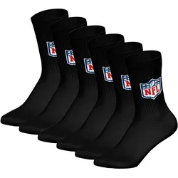 NFL Unisex Socken, 6er Pack - NFL Shield Crew Socks, Logo, Baumwollmischung Schwarz / 6er Pack (2x3P) / 43-46