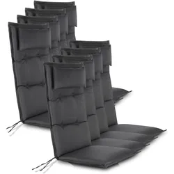 Aspero, Sitzkissen, 8 wasserdichte Stuhlauflagen Hochlehner Sitzpolster Anthrazit (120 x 50 cm)