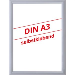 Böttcher-AG Klapprahmen 25 mm Profil, DIN A3, silber, Aluminium, selbstklebend, Fenstermontage, doppelseitig
