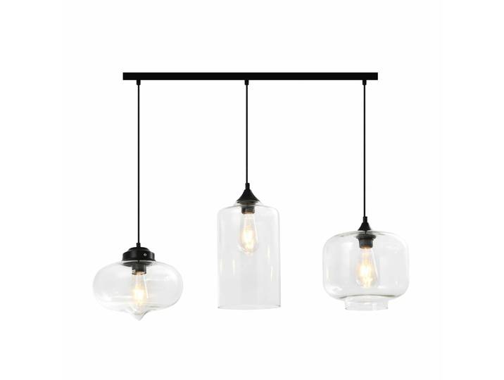 QUVIO Hanglamp retro - 3 lichtspunt - 3 verschillende glazen kappen - 80 x 26 cm