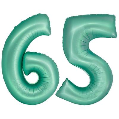 XL Folienballon mint grün Zahl 65