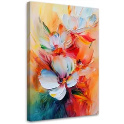 LEINWANDBILD Bunte Blumen-Imitat-Ölfarbe 40x60cm