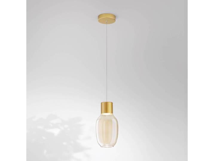 Fabas Luce Glas Hängelampe Lapo, dimmbar, creme / amber, für Wohn- / Esszimmer, Glas, Pendelleuchte
