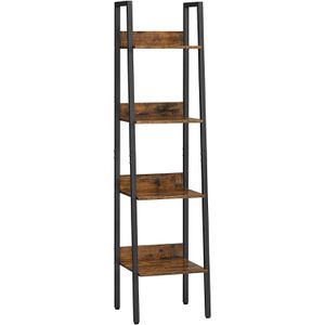 Vasagle Bücherregal LLS108B01, schwarz / vintage braun, aus Metall / Holz, 4 Ebenen, 33,8 x 140 x 30cm