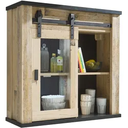 HÄNGESCHRANK Used Wood hell, anthrazit 93 cm Vintage, Küchenschrank mit Schiebetür