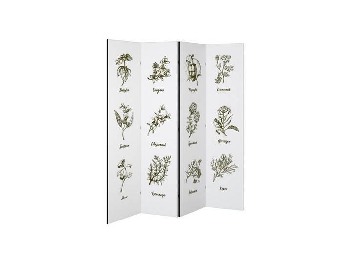 SPACEREBELS Paravent WHISPERS OF WILD HERBS (4 St), Raumteiler mit 4 Paneelen, beidseitig bedruckt, 152 x 168 cm